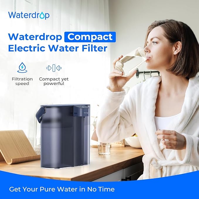 Waterdrop ED02B Compact Electric Water Filter Pitcher, 200-Gallon Rechargeable - Image 2