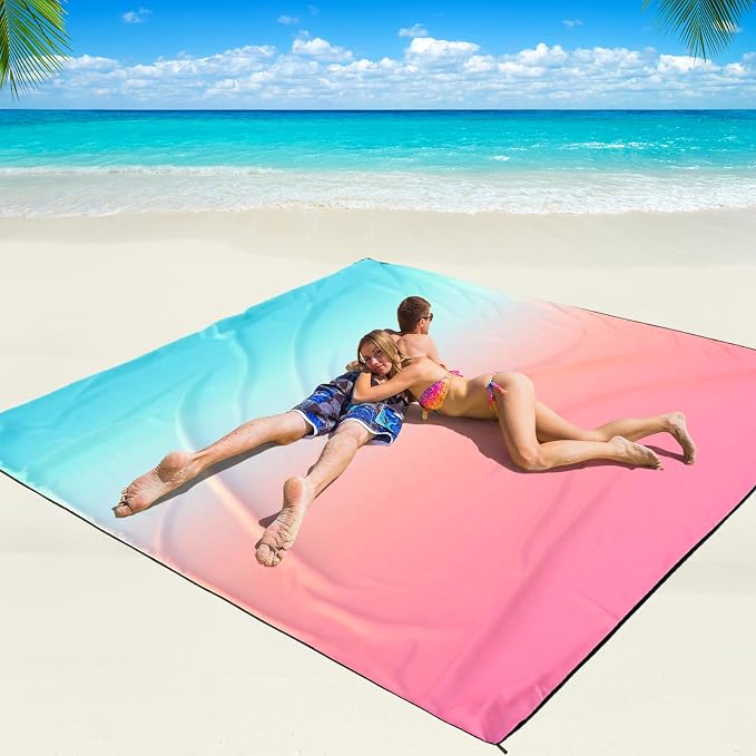WIWIGO Beach Blanket Waterproof Sandproof Beach Mat 79" X 83"/10'x9'for 2-8 by WIWIGO