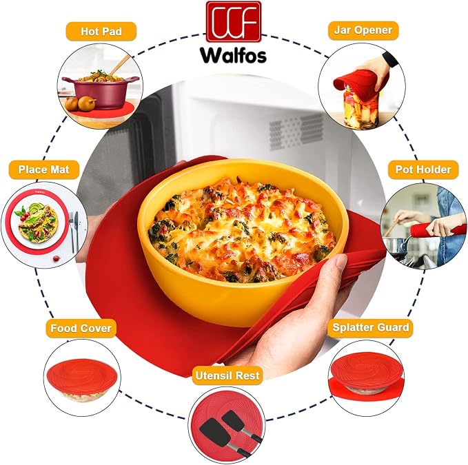 Walfos 12 10 Inch Silicone Microwave Mats, Microwave Splatter Cover - Image 3