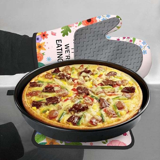 Funny Oven Mitts & Pot Holder Set, Heat Resistant Silicone Oven Mitts, Humorous - Image 8