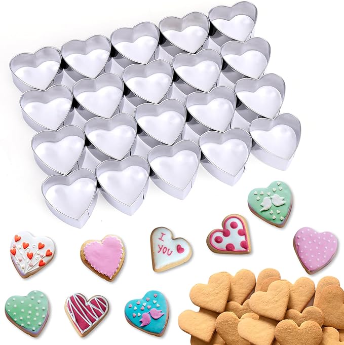 AIERSA Mini Heart Cookie Cutter, 20 Cavity 1.3 Inch Small Tiny Heart Shaped by AIERSA