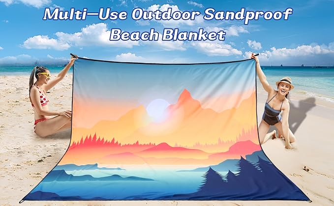 WIWIGO Beach Blanket Waterproof Sandproof Beach Mat 79" X 83"/10'x9'for 2-8 - Image 6