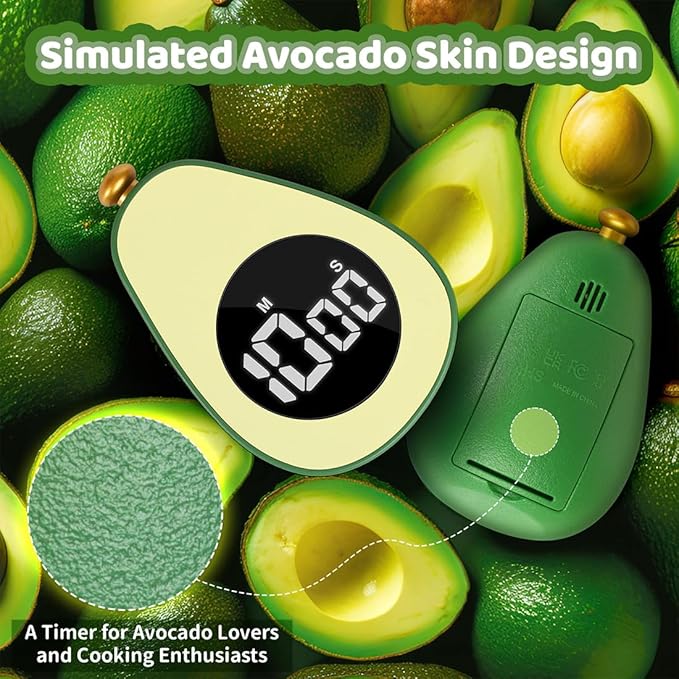 Avocado Digital Countdown Timer, Cute Kitchen Gadget, Adjustable Volume Timer - Image 3