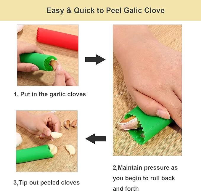 2 Set Silicone Garlic Peeler Easy Roller Tube Useful Garlic Odorfree Kitchen - Image 4