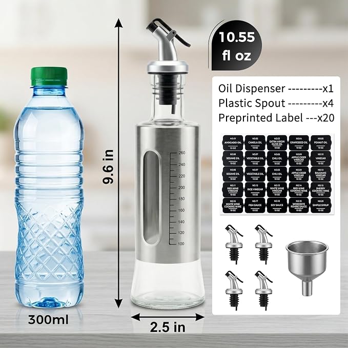 Olive Oil Dispenser for Kitchen, 4 Pack 10oz/300 ML Cooking Oil and Vinegar - Image 3
