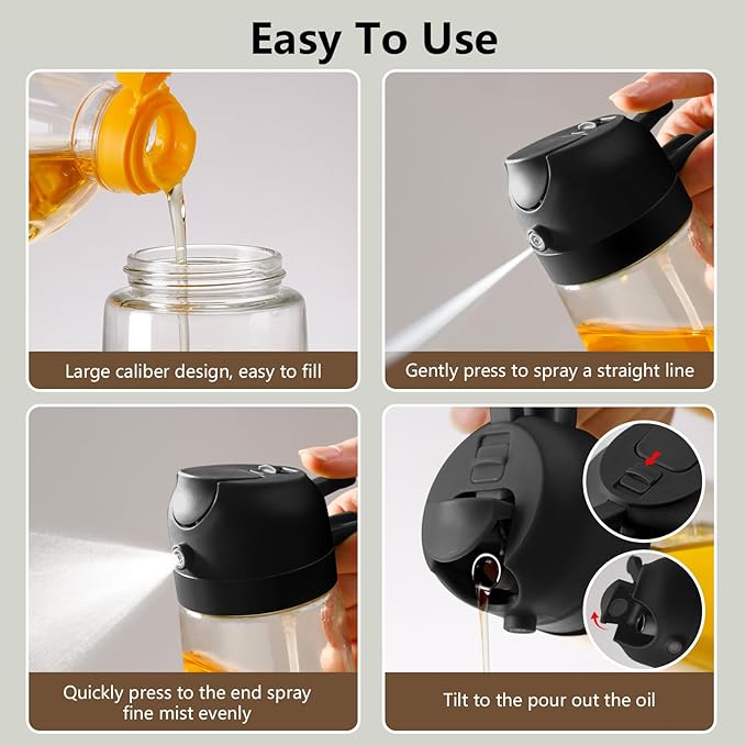 SWEET VIEW 2PCS Oil Sprayer for Cooking, 16oz/470ml Glass Oil Dispenser/Pour - Image 2