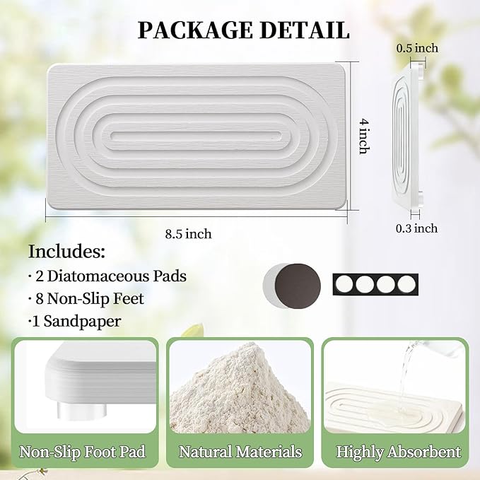 2 PCS Water Absorbing Diatomite Coasters, Stone Drying Mat - Image 2
