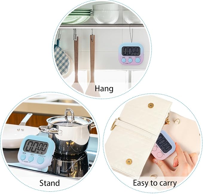 Weewooday 12 Pcs Digital Kitchen Magnetic Timer Bulk Classroom Count up - Image 4