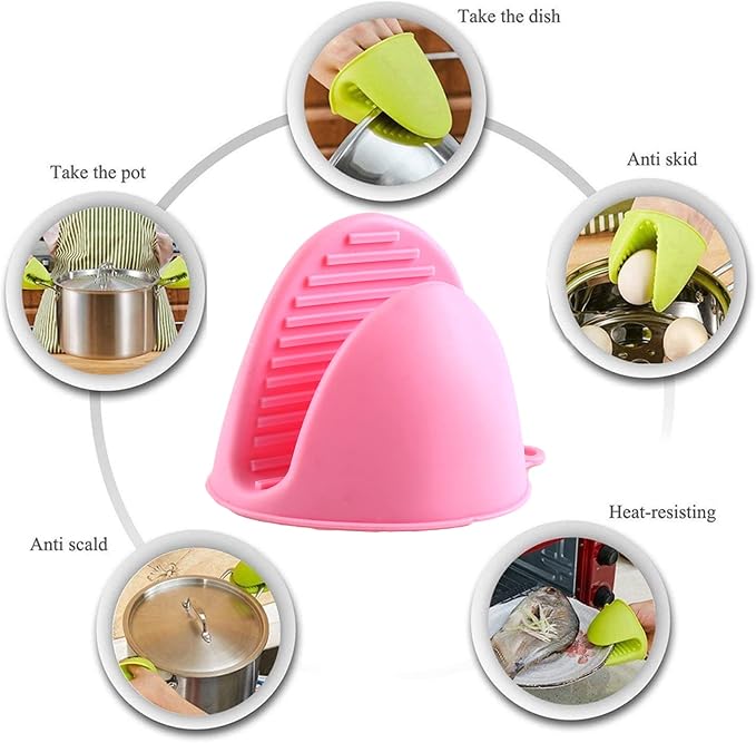 2 Pairs Mini Oven Gloves Silicone Heat Resistant Cooking Pinch Mitts Potholder - Image 2