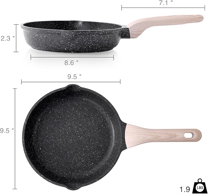 Kordisen Nonstick Frying Pan Skillet, 9.5 Inch Granite Egg Omelet Pan, Healthy - Image 6