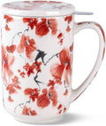 AmorArc Porcelain Tea Mug with Infuser and Lids, 18 Oz Coffee Cup Strainer with by AmorArc