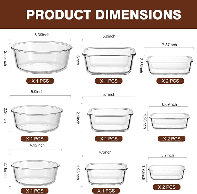 Liuruiyu 12 Pack Glass Food Storage Containers - Image 7