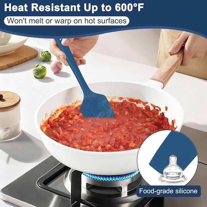 4 Pcs Silicone Spatula Set, 11.4 In, 600°F Heat Resistant Rubber Spatulas - Image 3