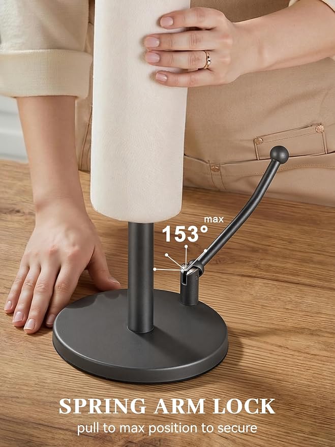 SMARTAKE Paper Towel Holder, Paper Towel Dispenser Standing Weighted Base Non - Image 3