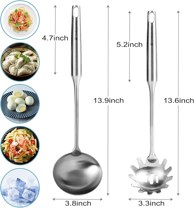 Stainless Steel Soup Ladle and Spaghetti Spoon Set - Image 5