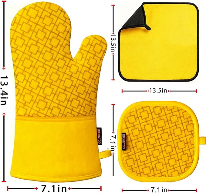 Oven Mitts and Pot Holders Sets 6pcs, Kitchen Oven Glove, High Heat Resistant - Image 2