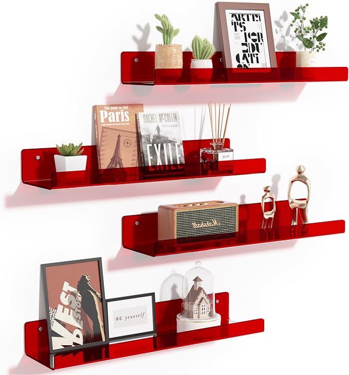 upsimples Acrylic Shelves for Wall Decor, Living Room, Floating Bookshelves for by upsimples