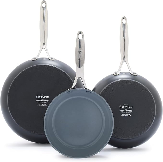 GreenPan Valencia Pro Ceramic Nonstick 8" 9.5" & 11" Fry Pan Skillet Set by GreenPan