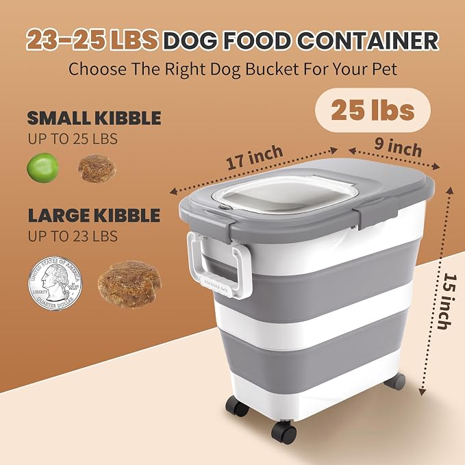23-25 Lbs Airtight Dog Food Storage Container, Collapsible Dog Food Container - Image 2