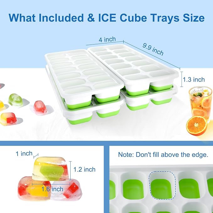 Ice Cube Tray, Ice Cube Trays for Freezer 4 Pack - Image 7
