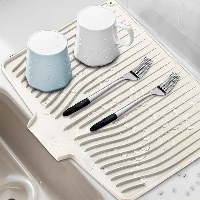 Silicone Dish Drying Mat for Kitchen Counter, Dish Drainer Mat, Non-Slip Drying - Image 7