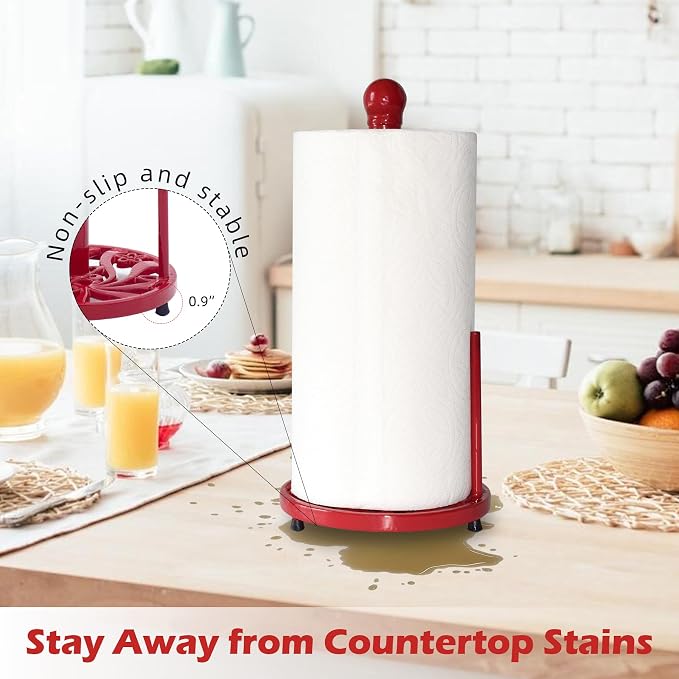 Red Cast Iron Paper Towel Holder - Image 4