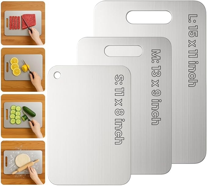 Titanium Cutting Board Set of 3, 2025 New Upgrade 100% Pure Titanium Cutting by Unknown