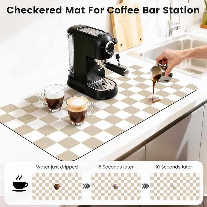 17" x 32" Checkered Dish Drying Mat - Image 3