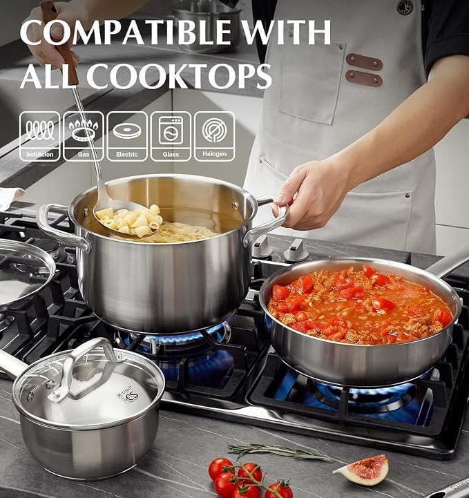 KOCH SYSTEME CS Stainless Steel Pots and Pans Set, 10 Piece Stainless Steel - Image 5