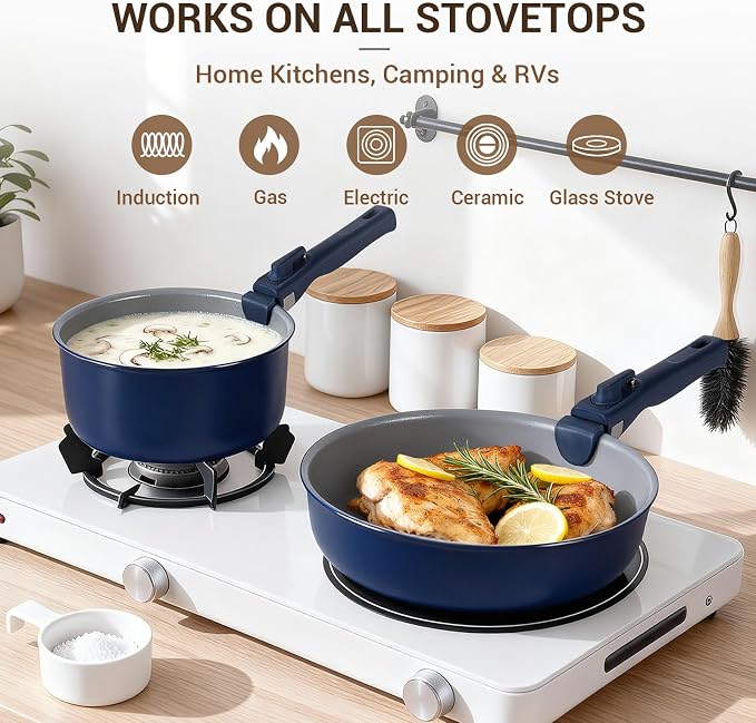 Ammeloo 18-Piece Ceramic Pots and Pans Set Non Stick, Non Toxic Cookware Set - Image 5