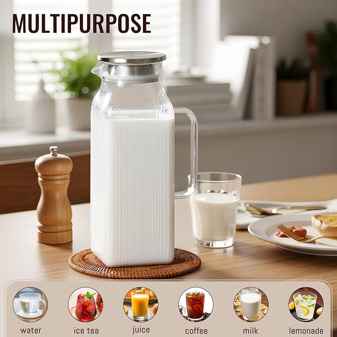2 Liter/68 oz Square Glass Pitcher - Image 3