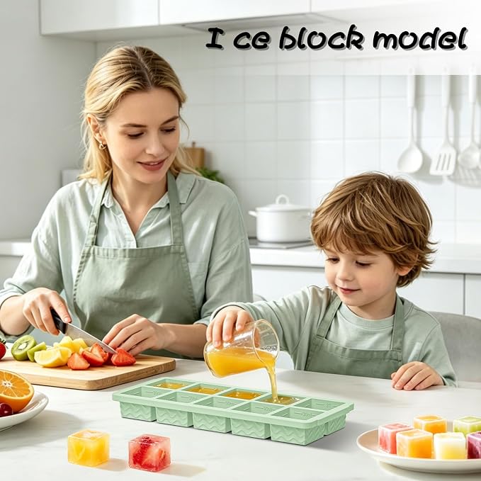 Doasuwish Ice Cube Trays with Lid, 3 Pack 10 Cubes 2 Tbsp. Silicone Ice Cube - Image 9