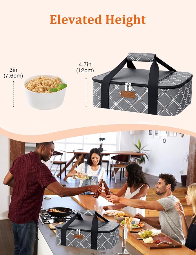 Casserole Carrier Bag, Single Insulated Food Bag, Hot Cold Lasagna Holder Tote - Image 6