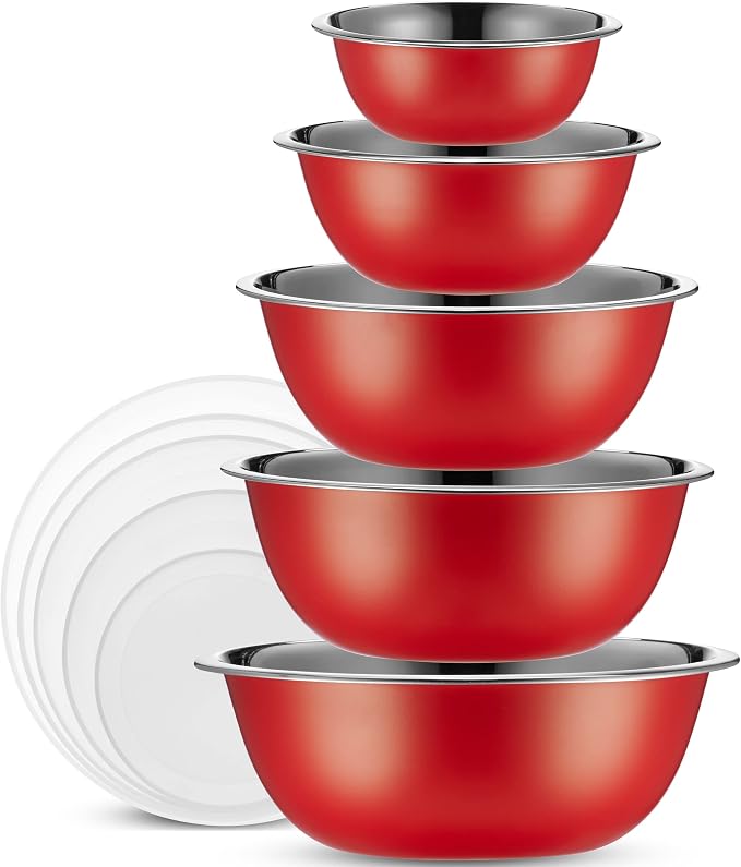 WHYSKO Stainless Steel Mixing Bowl Set, 10 Piece Stainless Steel Mixing Bowls by WHYSKO
