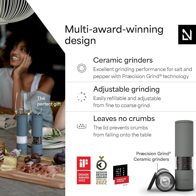LARS NYSØM Salt and Pepper Grinder Set Manual, Stainless Steel Salt and Pepper - Image 2