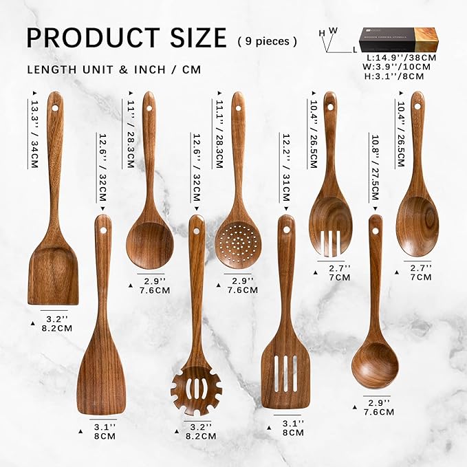 Wooden Spoons for Cooking, Nonstick Cooking Utensil Set - Image 2