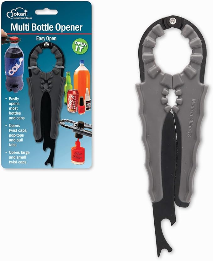 Jokari Multi Bottle Opener for Jars Bottles and Cans 3 in 1 Easy Grip Lid by Jokari