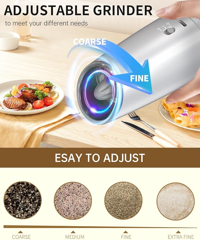 CIRCLE JOY Gravity Electric Salt and Pepper Grinder Set - Image 6