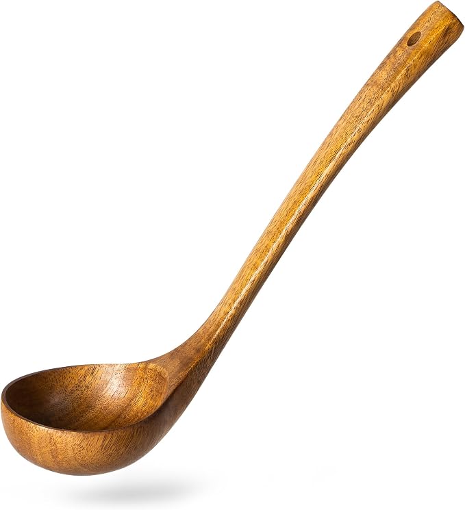 Wooden Ladle, 2 fl oz Medium Scoop Utensil by HEFILD