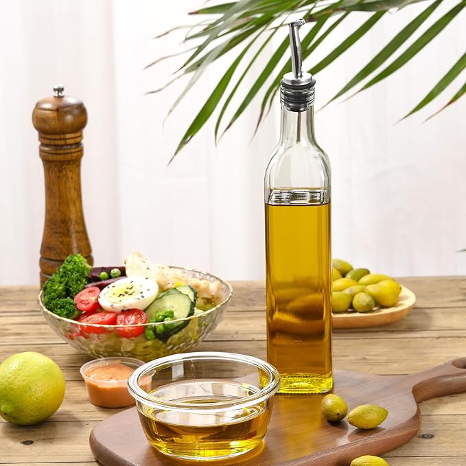 AOZITA 17oz Clear Glass Olive Oil Dispenser Bottle - 500ml Oil & Vinegar Cruet - Image 8