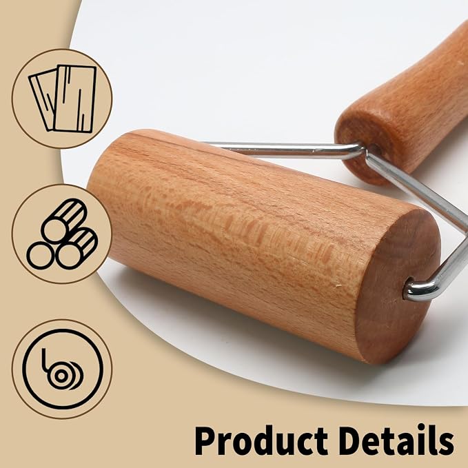 Wooden Rolling Pin, Ergonomic Non-Stick Pizza Baker Dough Pastry Roller - Image 3