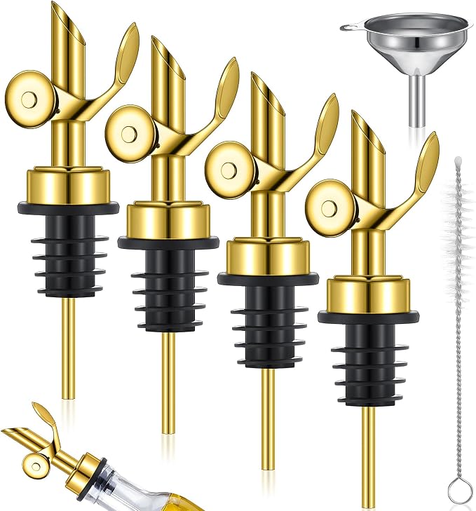 Tioncy 4 Pieces Weighted Stainless Steel Pourers Olive Oil Spout Olive Oil by Tioncy
