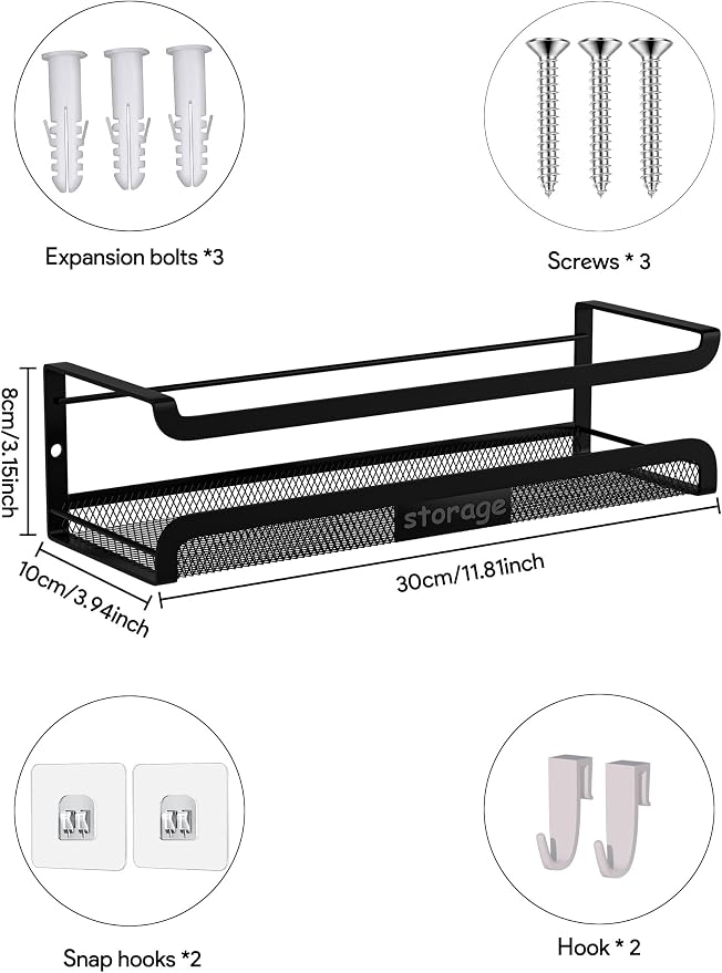 Spice Rack Wall Mount with Hooks - Image 3