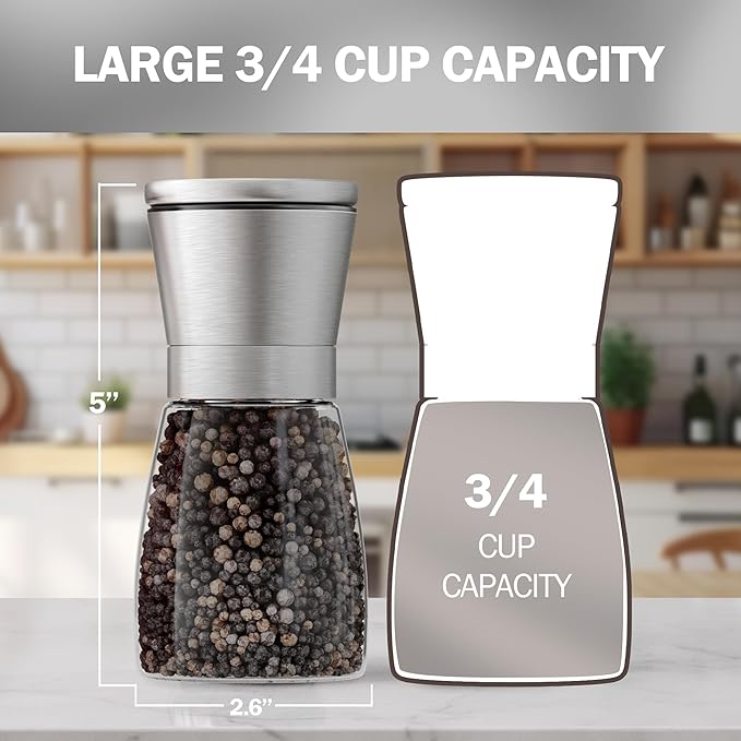 Home EC Original Stainless Steel Sea Salt and Pepper Grinder Set of 4 - Image 3