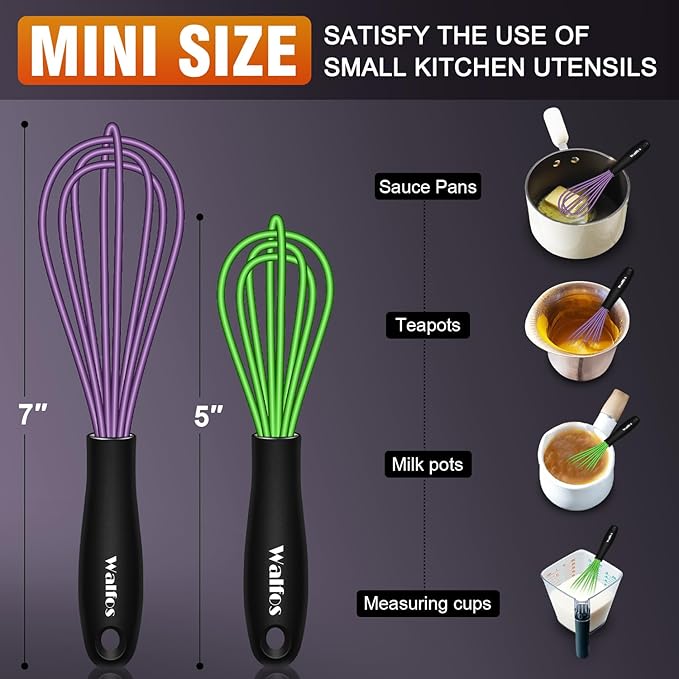 Walfos Mini Silicone Whisk, Heat Resistant - Image 6