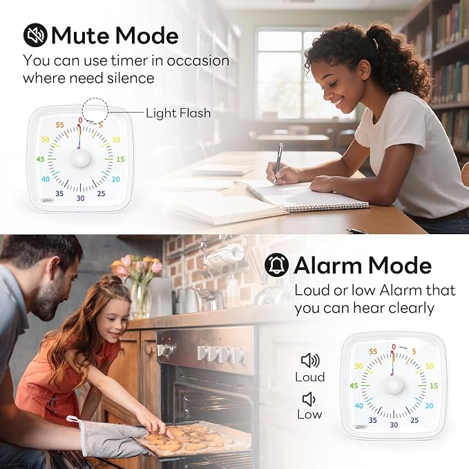 Yunbaoit Visual Timer with Night Light, 60-Minute Rainbow Countdown Timer - Image 4