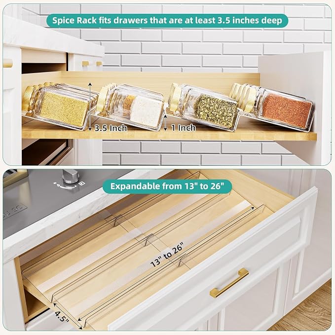 MIUKAA Acrylic Spice Drawer Organizer, 2 Tier - Image 5