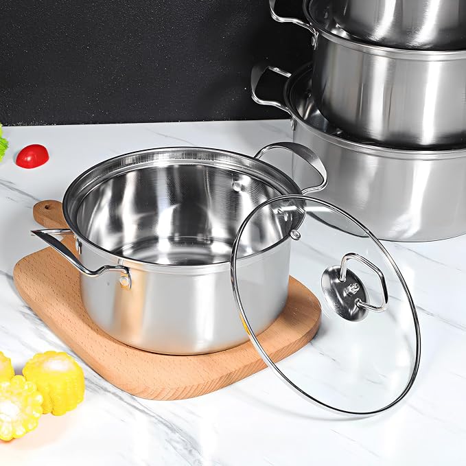 Kichvoe 5 Sets Stainless Steel Stock Pots Set - Image 3