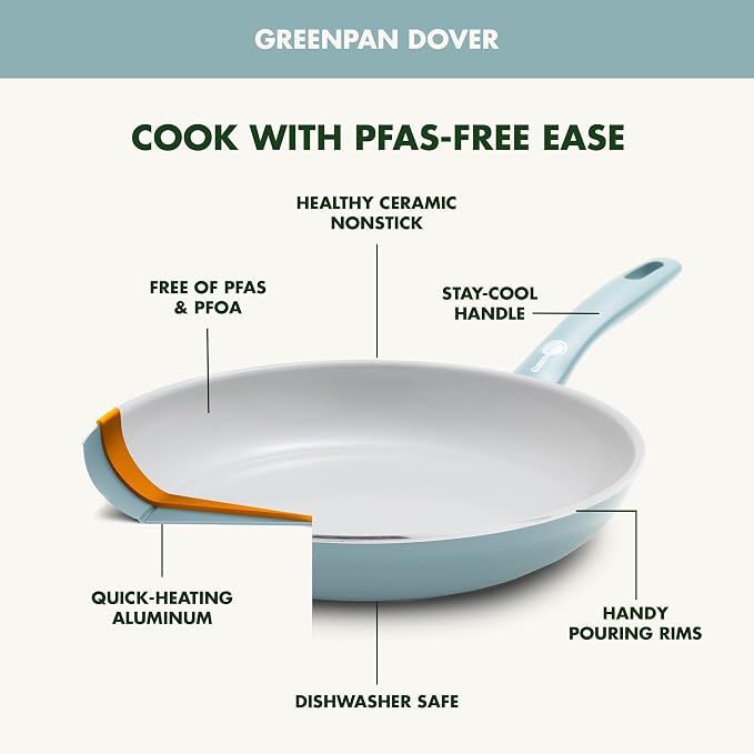 GreenPan Dover 12” Frying Pan Skillet, Non-Toxic PFAS-Free Ceramic Nonstick - Image 3