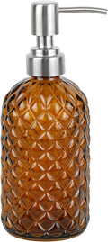 16 oz Diamond Pattern Glass Soap Dispenser, Kitchen and Bathroom Refillable by SDlumeiy
